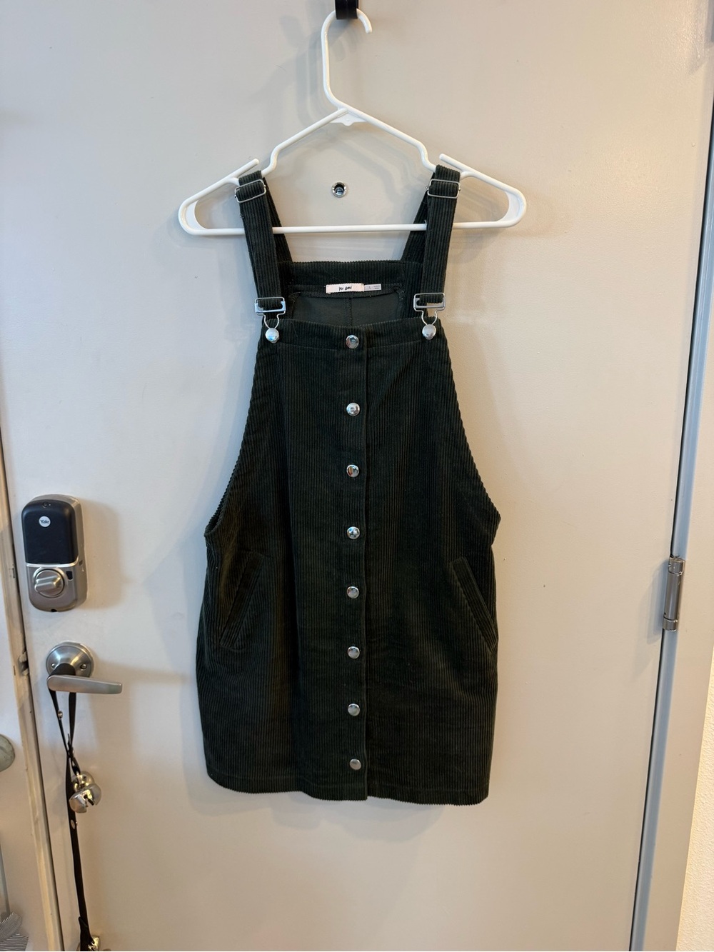 Dark Green Corduroy Pinafore Dress